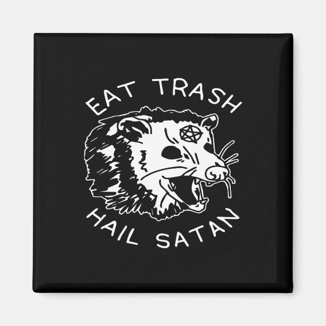 Aimant Manger les ordures, vive Satan, pyjama de Noël ass (Devant)