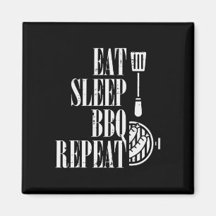 Aimant Manger Sleep Bbq Répéter Funny Rbecue Grilling Fem