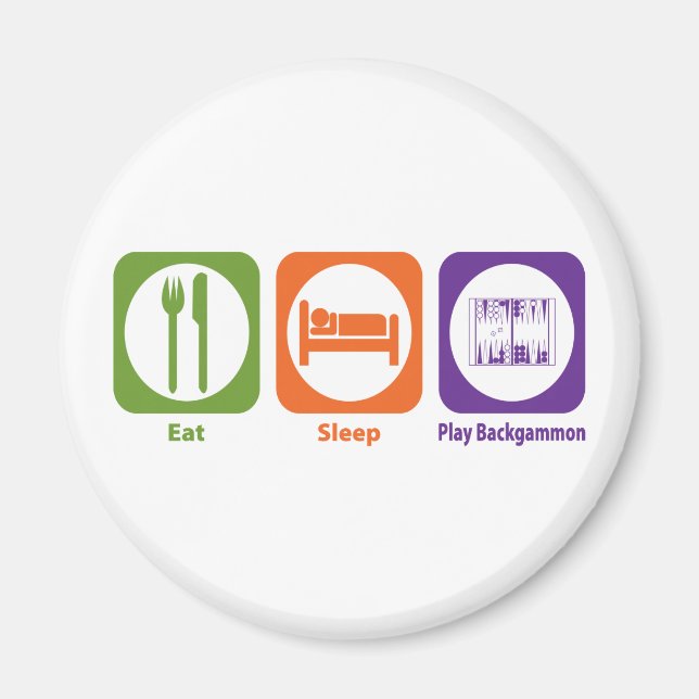 Aimant Manger Sleep Jouer Backgammon (Devant)