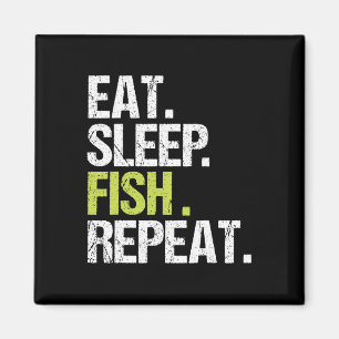 Aimant Mangez Sleep Poisson Répéter Chemise Pêcheur pêche