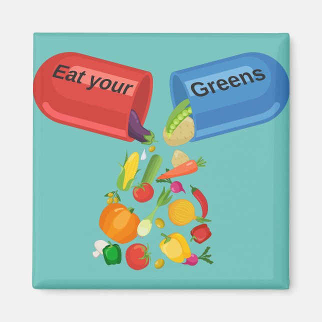 Aimant Mangez vos verts Veggie Pill Nutrition Alimentatio (Devant)