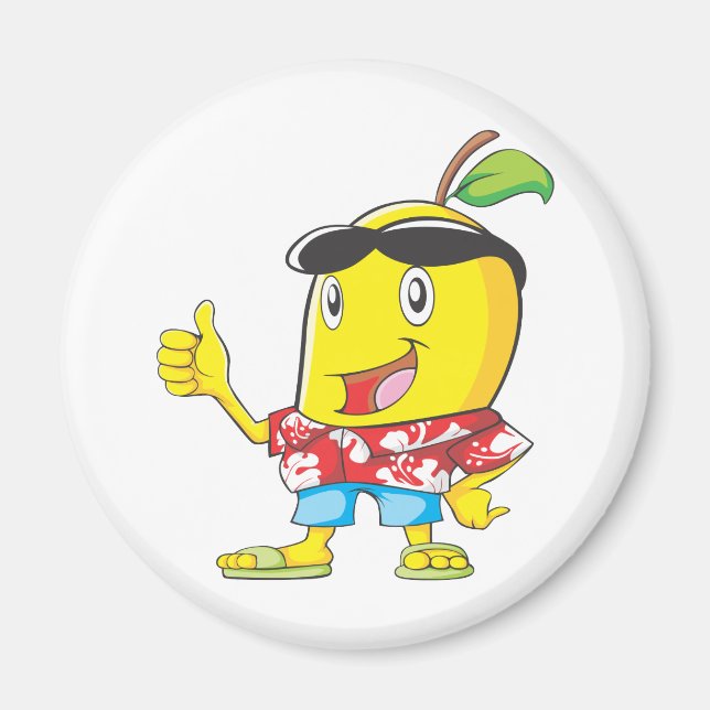 Aimant Mango mignonne en Chemise Hawaiienne Deux pouces H (Devant)