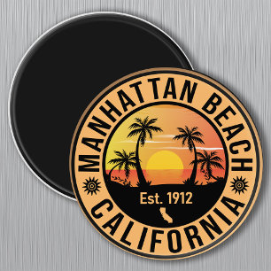 Aimant Manhattan Beach California Retro Sunset Souvenirs