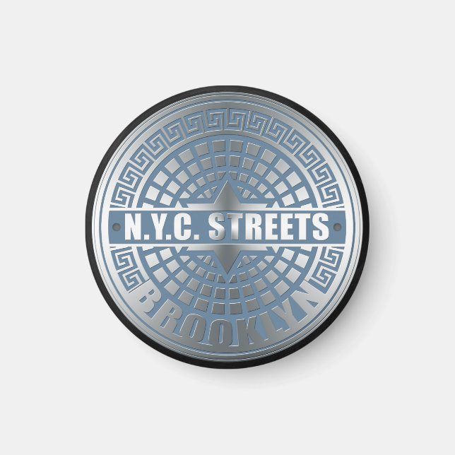 Aimant Manhole Cover Brooklyn Blue (Devant)