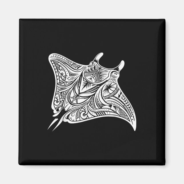 Aimant Manta Ray Polynesian Tribal Mer de tatouage (Devant)