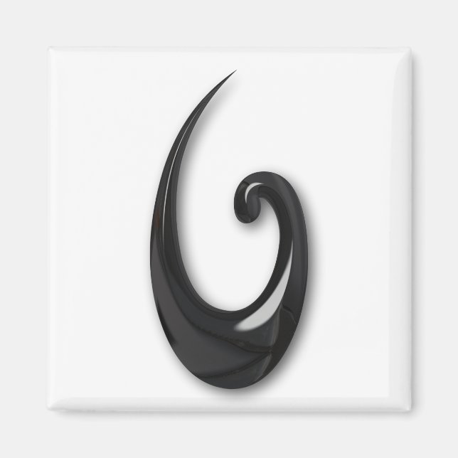 Aimant Maori-Poisson Hook-obsidian (Devant)
