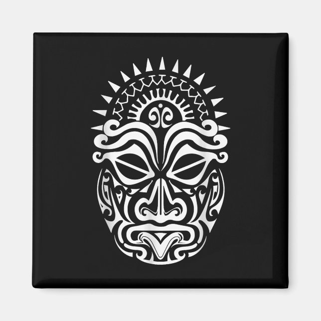 Aimant Maori Polynesian Tattoo Haka Dance Face Mask Head (Devant)