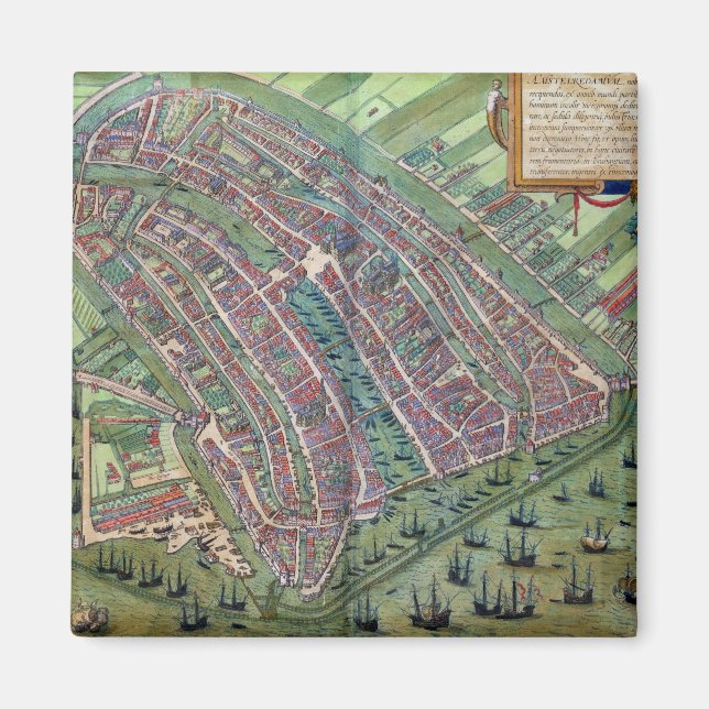 Aimant Map of Amsterdam, from 'Civitates Orbis Terrarum' (Devant)