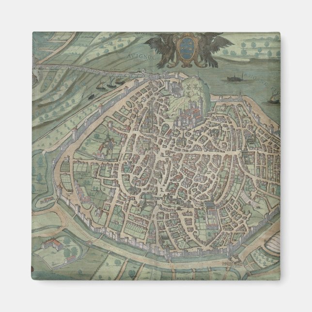 Aimant Map of Avignon, from 'Civitates Orbis Terrarum' by (Devant)