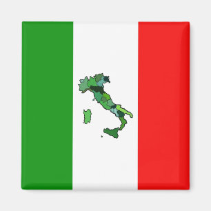 Aimant Map of Italy and Italian Flag