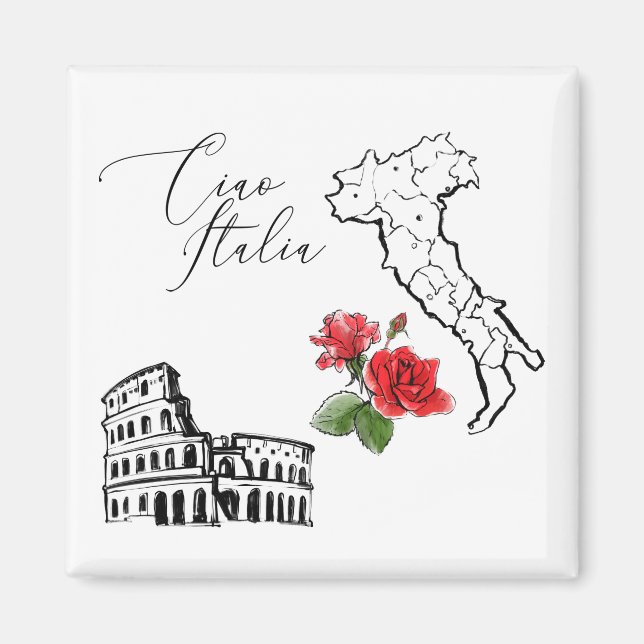 Aimant *~* Map of Italy Ciao Italia Italian Language (Devant)