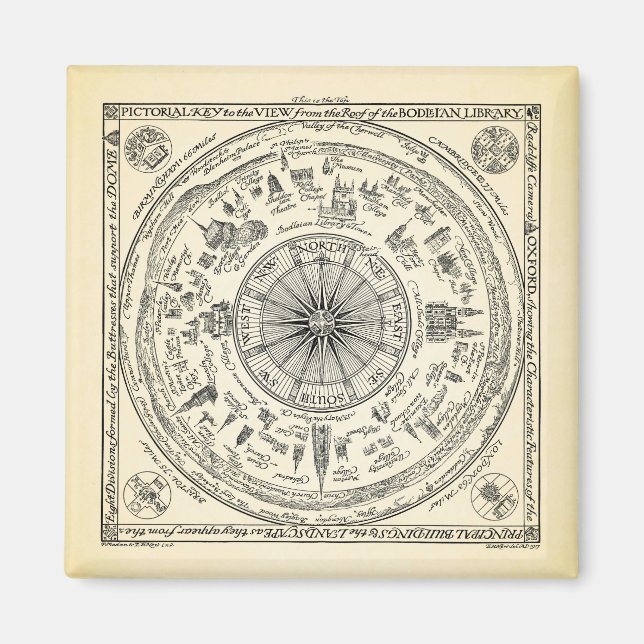 Aimant Map of Oxford view from the Bodleian (Devant)