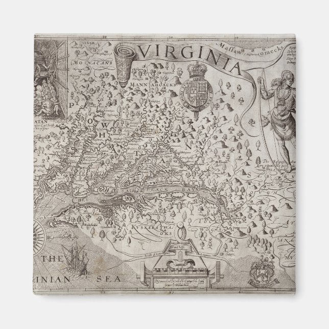 Aimant Map of Virginia, discovered and described by Capta (Devant)