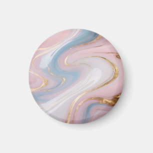 Aimant Marbre Abstrait Tourbillon Rose Bleu Or
