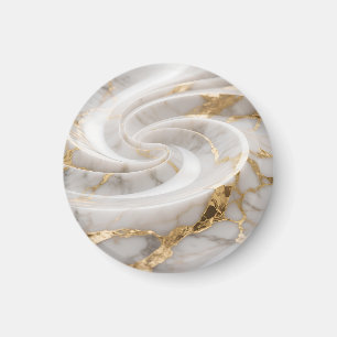 Aimant Marbre blanc avec motif tourbillonnant doré