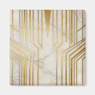 Aimant Marbre Blanc Luxueux Motif Géométrique Or