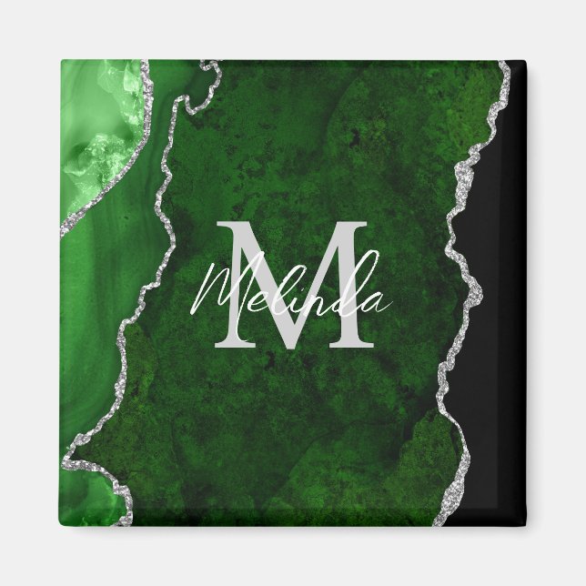 Aimant Marbre d'agate vert et argent (Devant)