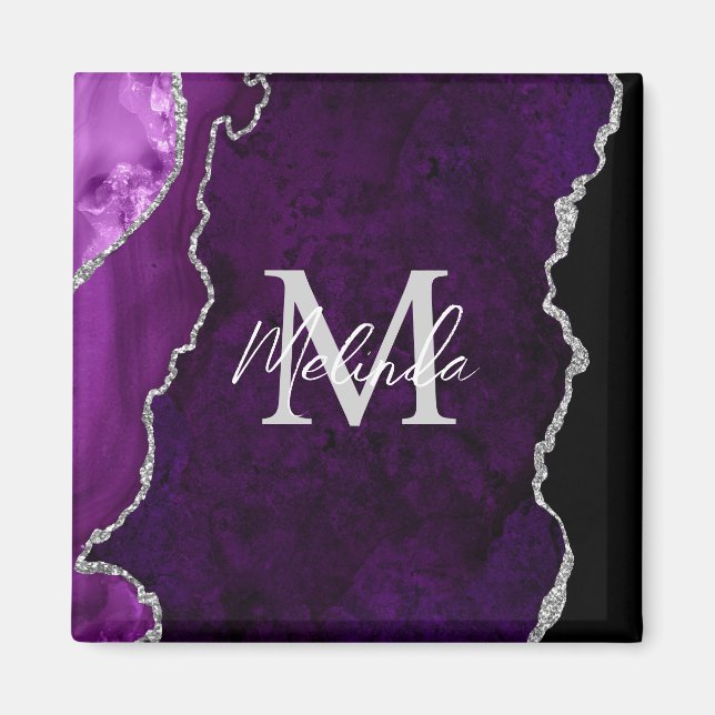 Aimant Marbre d'agate violet et argent (Devant)