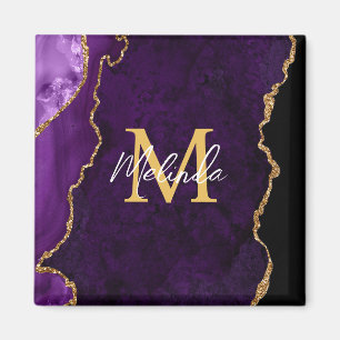 Aimant Marbre d'agate violet et or