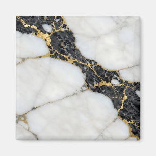 Aimant Marbre Luxe Noir Blanc Or