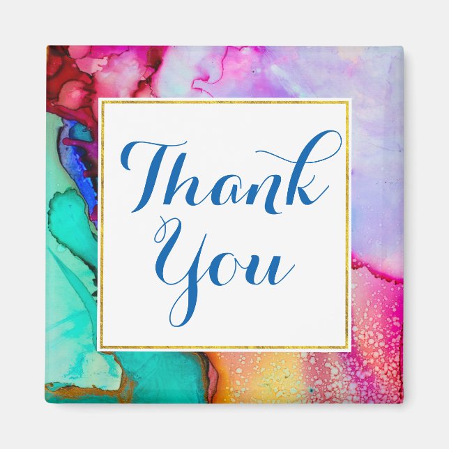 Aimant Marbre rose violet vert Abstrait Aquarelle (Devant)