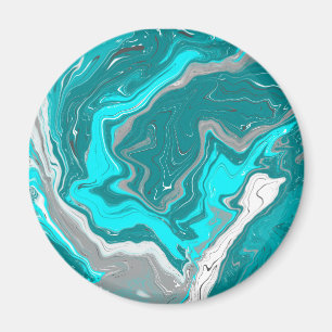 Aimant Marbre turquoise et Turquoise Fluid Art