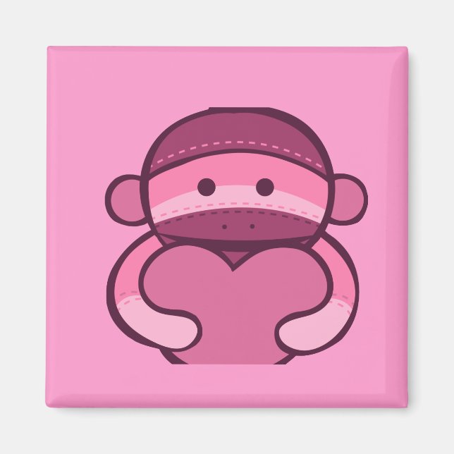 Aimant Marchandise de Singe de Saint Valentin rose (Devant)