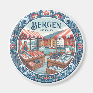 Aimant Marché aux poissons de Bergen (Fisketorget) Norvèg
