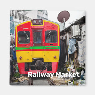 Aimant Marché ferroviaire Mae Klong Vintage Thaïlande Ret