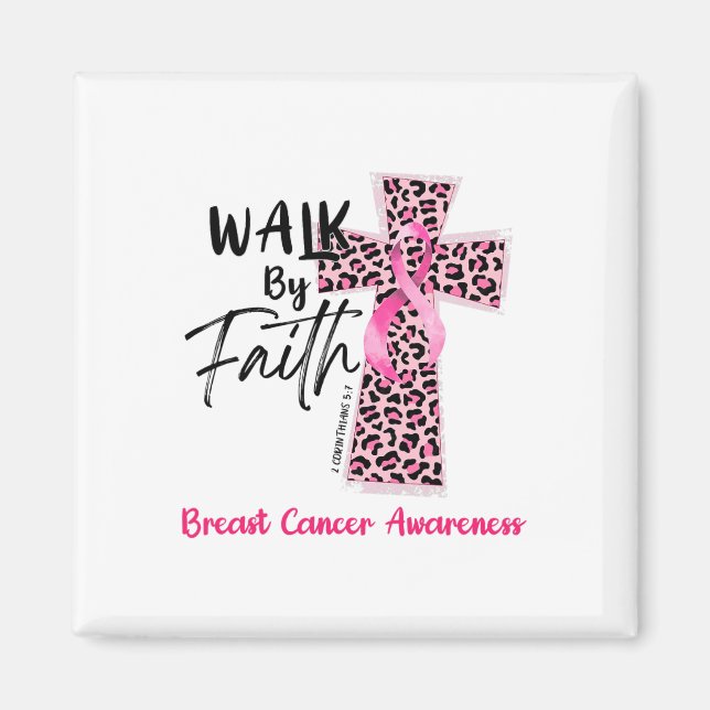 Aimant Marche Par Foi Conscience du cancer du sein Christ (Devant)