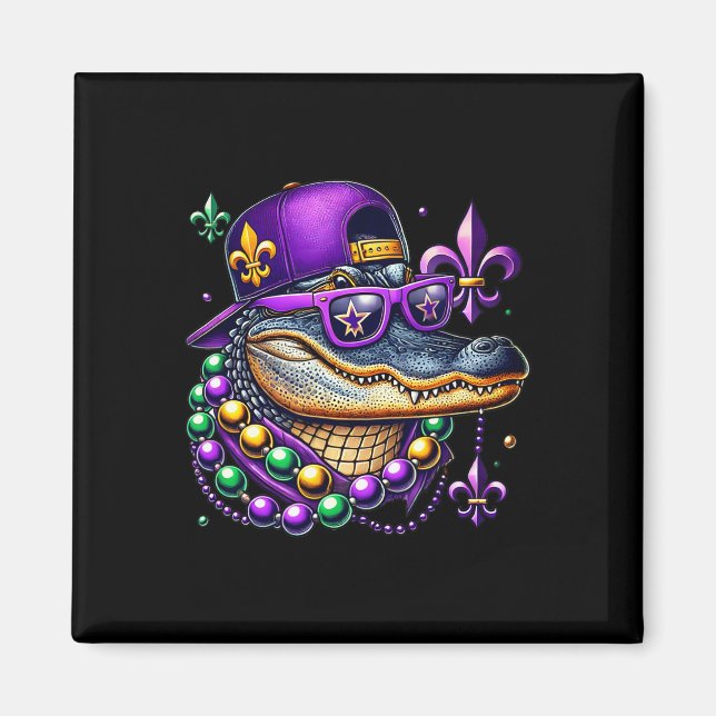 Aimant Mardi Gras Alligator Mardigator Crocodile Kids Boy (Devant)