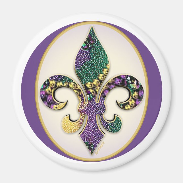 Aimant Mardi Gras Bead Fleur de lis (Devant)