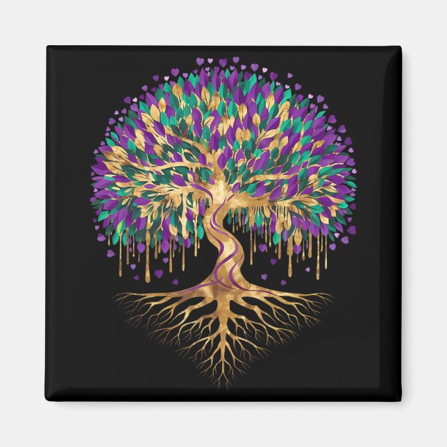 Aimant Mardi Gras Bead Tree Carnival New Orleans 2025 Wom (Devant)