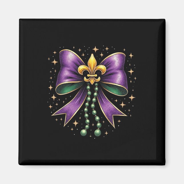 Aimant Mardi Gras Coquette Bow Fat Happy Mardi Gras (Devant)