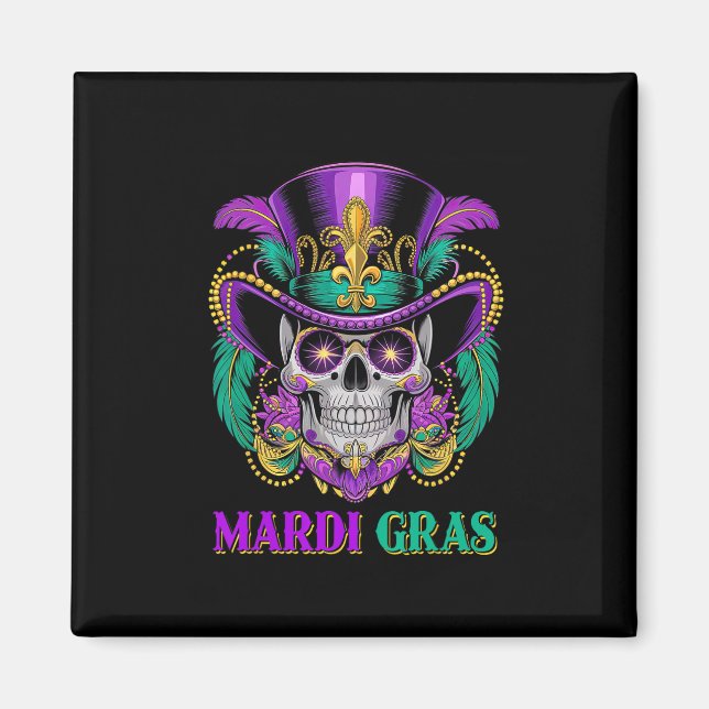 Aimant Mardi Gras Costume sucre crâne Carnaval New Orlean (Devant)
