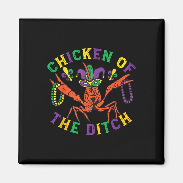 Aimant Mardi Gras Crawfish Poulet De L'Épingle Retro Par (Devant)