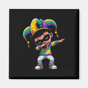 Aimant Mardi Gras Dabbing Boy Black Funny Outfit Jester H