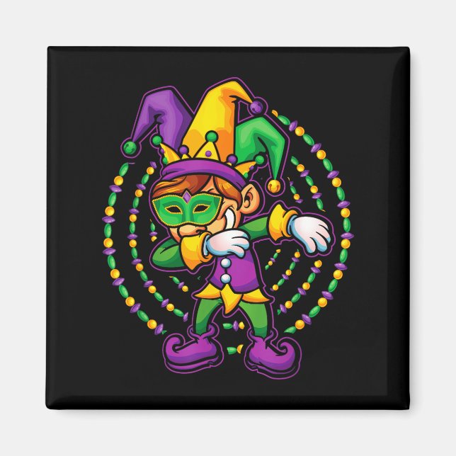 Aimant Mardi Gras Dabbing Boys Kids Gift Funny New Orlean (Devant)