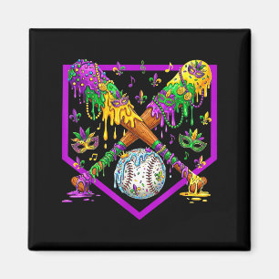 Aimant Mardi Gras de glace de baseball mignon