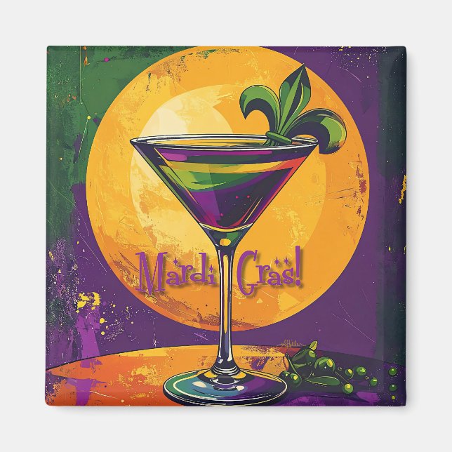 Aimant Mardi Gras de milieu de siècle Cocktail Fleur De L (Devant)
