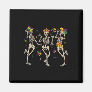 Aimant Mardi Gras Drôle Skeletons Dansant Carnival Parade