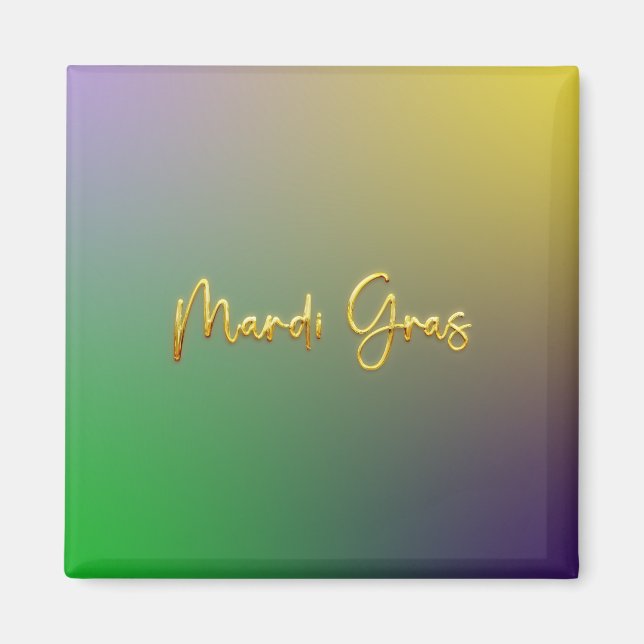 Aimant Mardi Gras Jaune, Violet, Vert (Devant)