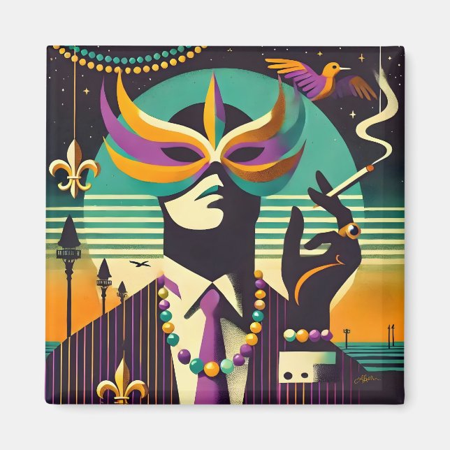 Aimant Mardi Gras L'Homme Fumeur (Devant)
