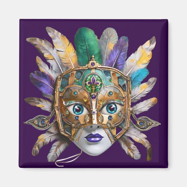 Aimant Mardi Gras Météo et Masque Métal (Devant)