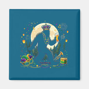 Aimant Mardi Gras mignon Bigfoot Sasquatch buvant