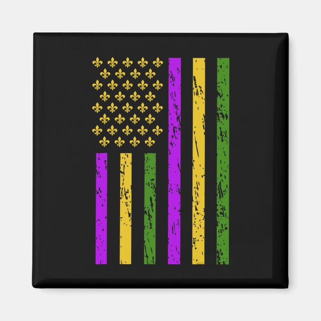 Aimant Mardi Gras Nous Fête Le Drapeau Mardi Gras (Devant)