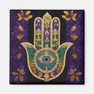 Aimant Mardi Gras Or Violet Vert Hamsas Art