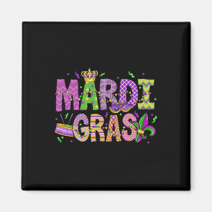 Aimant Mardi Gras Perles Visage Masque Plumes Casquette H