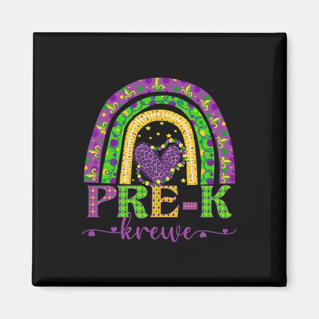 Aimant Mardi Gras Professeur Pré-k Krewe Rainbow Leopard  (Devant)