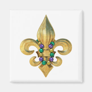 Aimant Mardi Gras Royalty Fleur de Lis Symbol with Beads